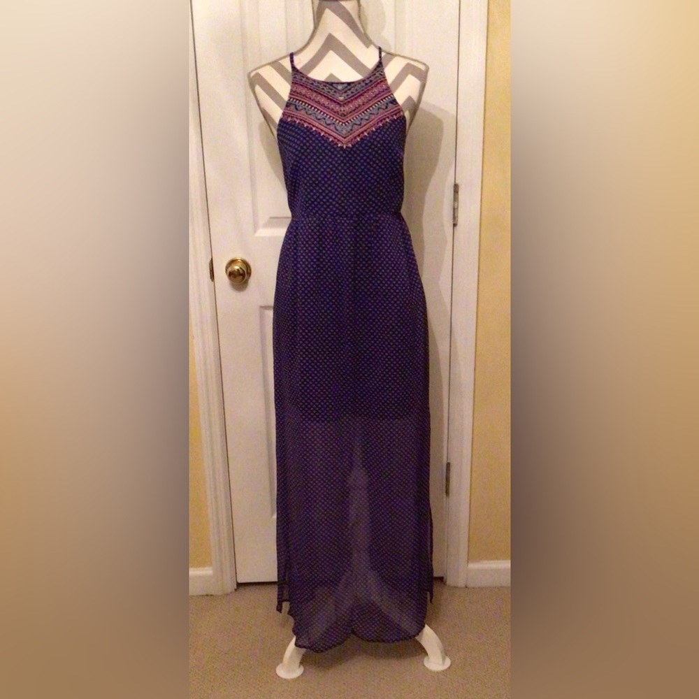 FOREVER 21 maxi dress - Size M - purple, white, and multi colored embroidery